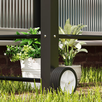 Raised Garden Bed on Legs with Plastic Cover, Elevated Planter with Wheels and Drainage Hole, Mini Greenhouse for Vegetables, Flowers, Herbs, 67 x 69 x 147 cm, Black