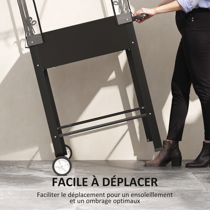 Raised Garden Bed on Legs with Plastic Cover, Elevated Planter with Wheels and Drainage Hole, Mini Greenhouse for Vegetables, Flowers, Herbs, 67 x 69 x 147 cm, Black