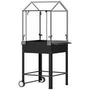 Raised Garden Bed on Legs with Plastic Cover, Elevated Planter with Wheels and Drainage Hole, Mini Greenhouse for Vegetables, Flowers, Herbs, 67 x 69 x 147 cm, Black