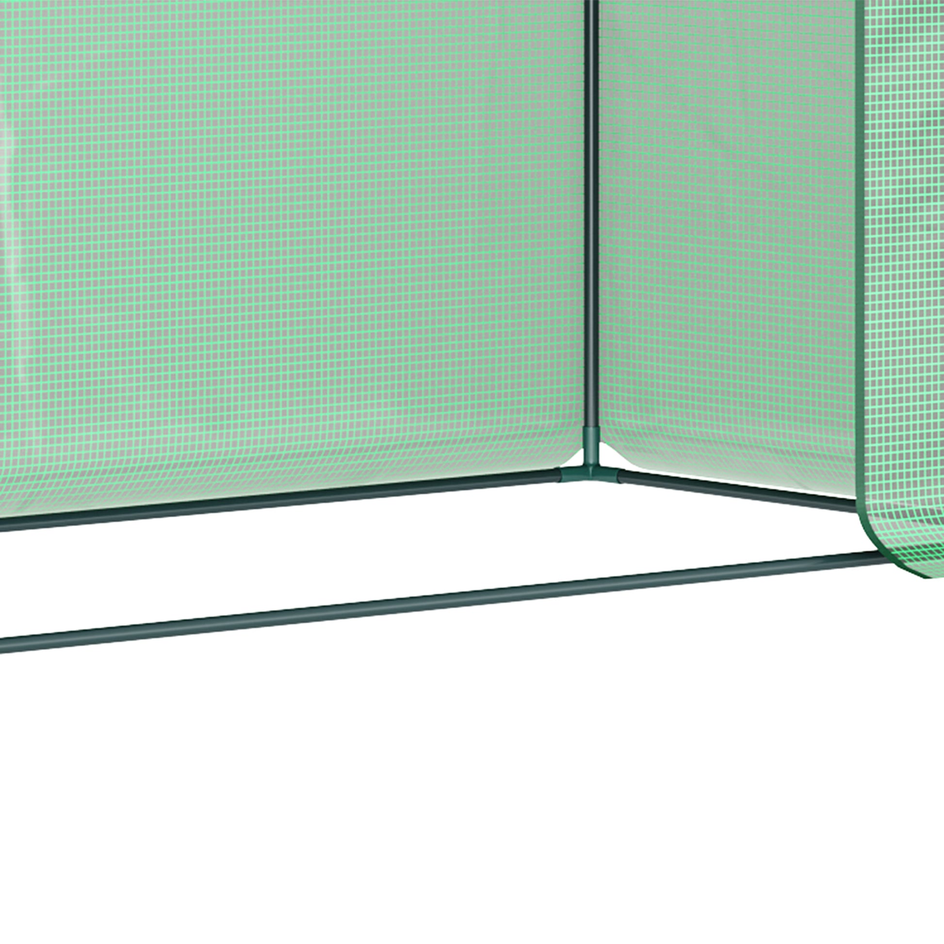 Greenhouse, 200 x 76 x 168 cm Polyethylene Greenhouse with Roll-Up Door, Cold Frame, Tomato House with Side Window, PE Grid Film, Winterproof Plant House for Garden, Balcony, Green