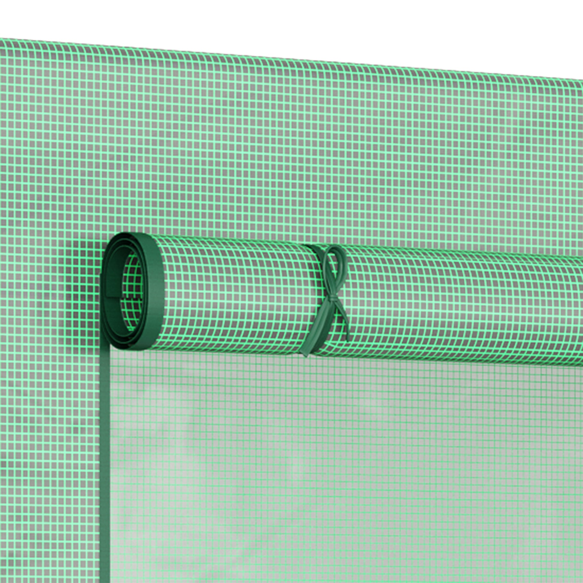 Greenhouse, 200 x 76 x 168 cm Polyethylene Greenhouse with Roll-Up Door, Cold Frame, Tomato House with Side Window, PE Grid Film, Winterproof Plant House for Garden, Balcony, Green