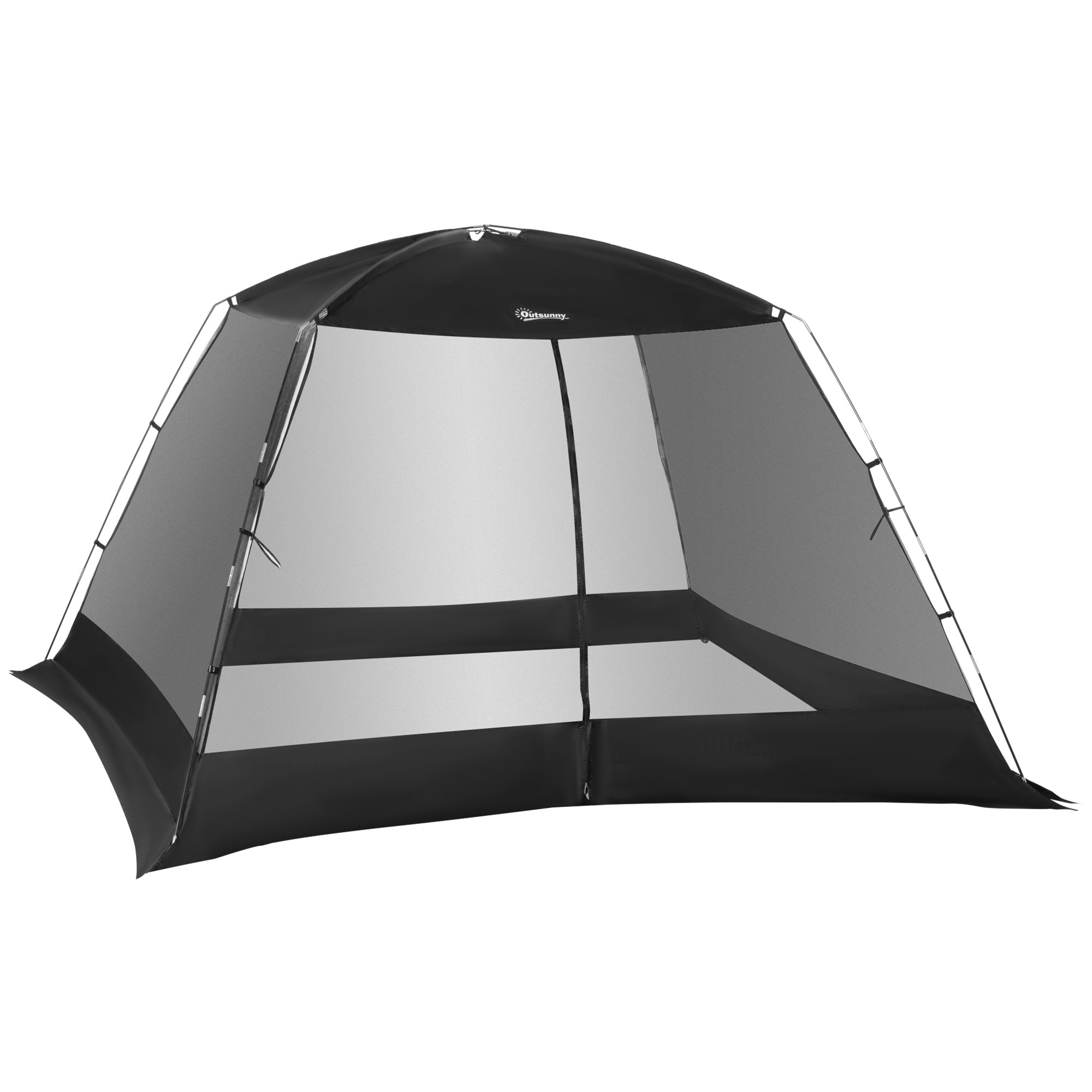 Garden Tent 3x3x2 m Gazebo for 4-6 People with 4 Mosquito Nets and Door Includes Carry Bag Sun Protection for Camping Travel Outdoor Black