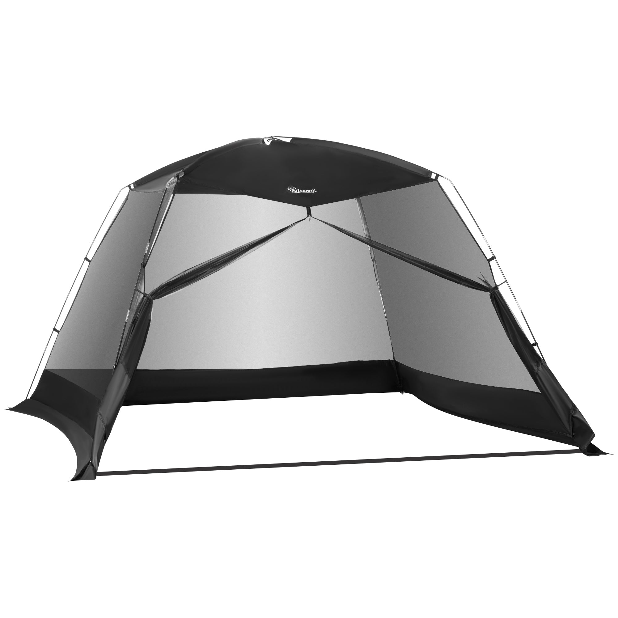 Garden Tent 3x3x2 m Gazebo for 4-6 People with 4 Mosquito Nets and Door Includes Carry Bag Sun Protection for Camping Travel Outdoor Black