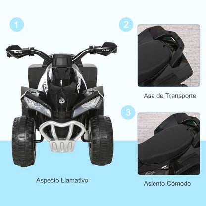 Quad Ride-On Car for Kids 18-36 Months with Lights and Music Function Supports up to 20 kg 67.5x38x44 cm Black