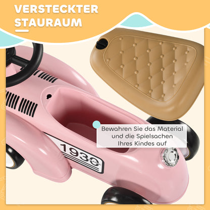 Kids Ride-On Car, Children's Vehicle with Storage Space, Ride-On Car with Anti-Tip Protection for 1-3 Year Olds, Pink, 58 x 27 x 35 cm