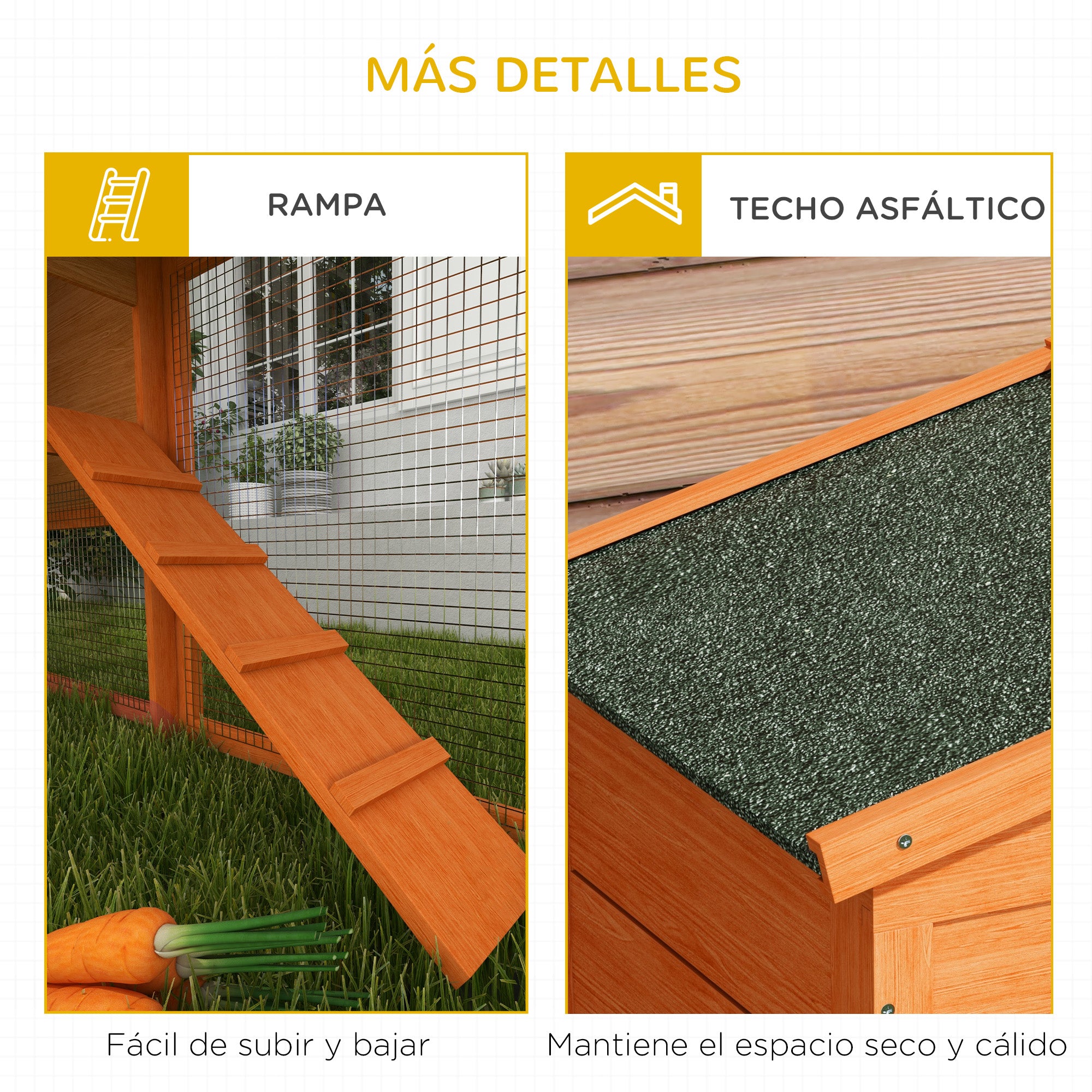 Wooden Rabbit Hutch 150x45x85 cm Large Cage with Asphalt Roof Removable Tray and Ladder for Natural Outdoor