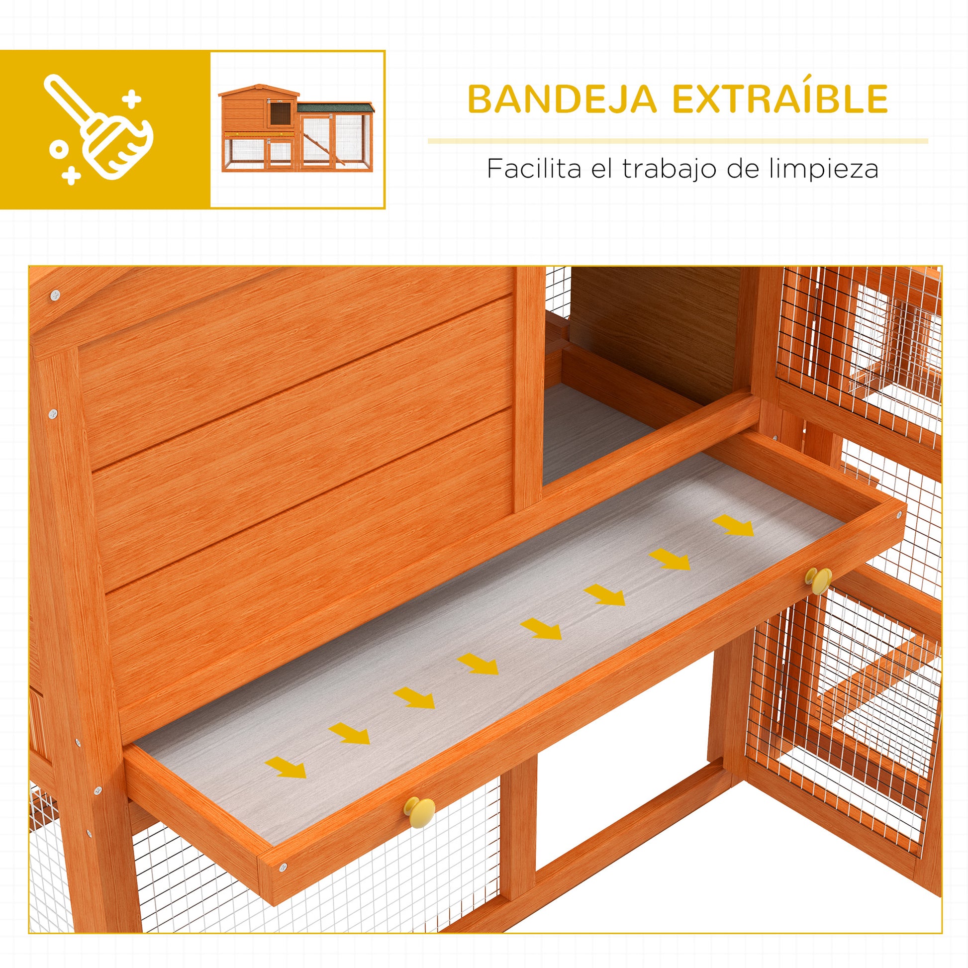 Wooden Rabbit Hutch 150x45x85 cm Large Cage with Asphalt Roof Removable Tray and Ladder for Natural Outdoor