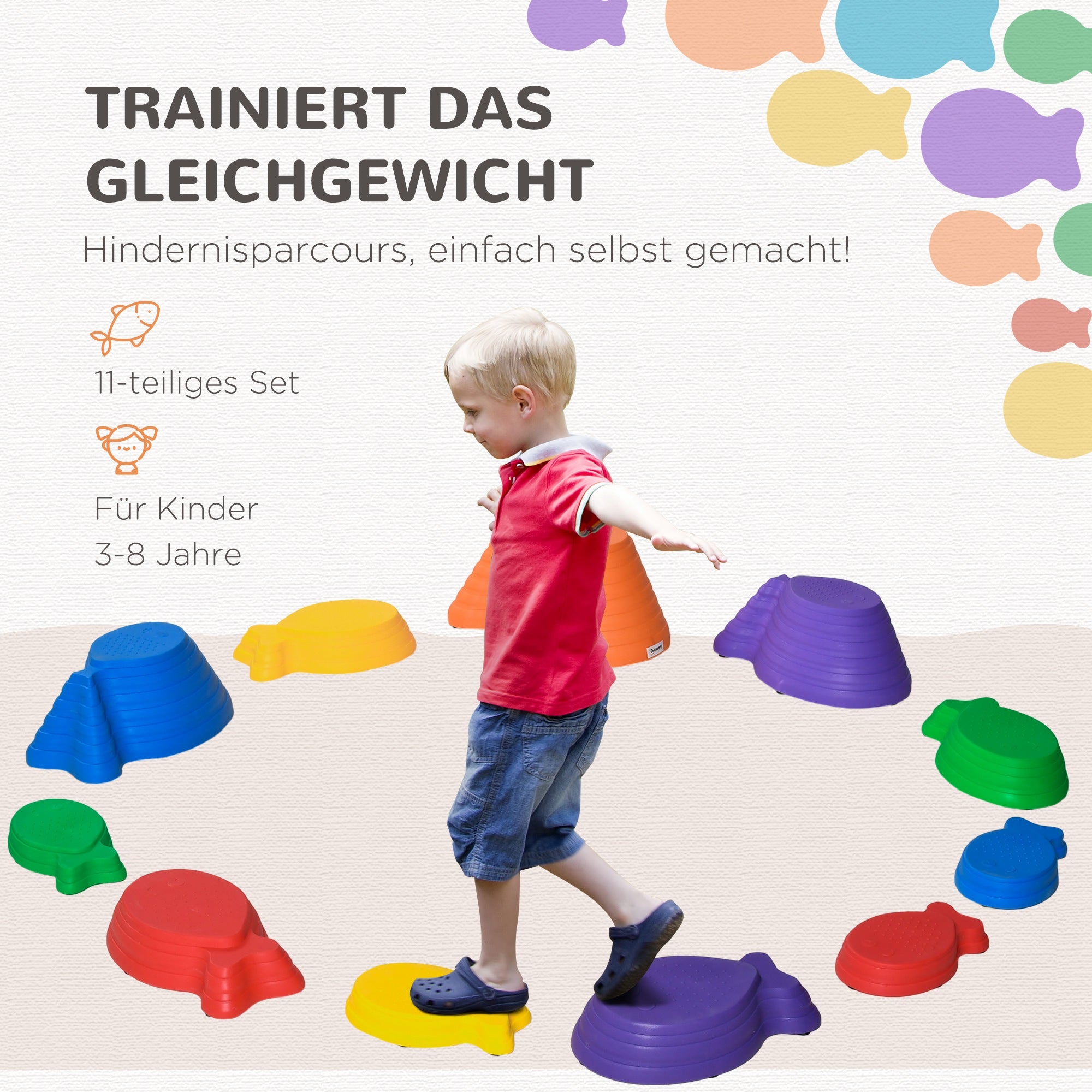 Balance Stones for Kids 11 Pieces Non-Slip Stackable Balance Rocks Stepping Stones to Promote Balance, Coordination, 3-8 Years, for Indoors Outdoors