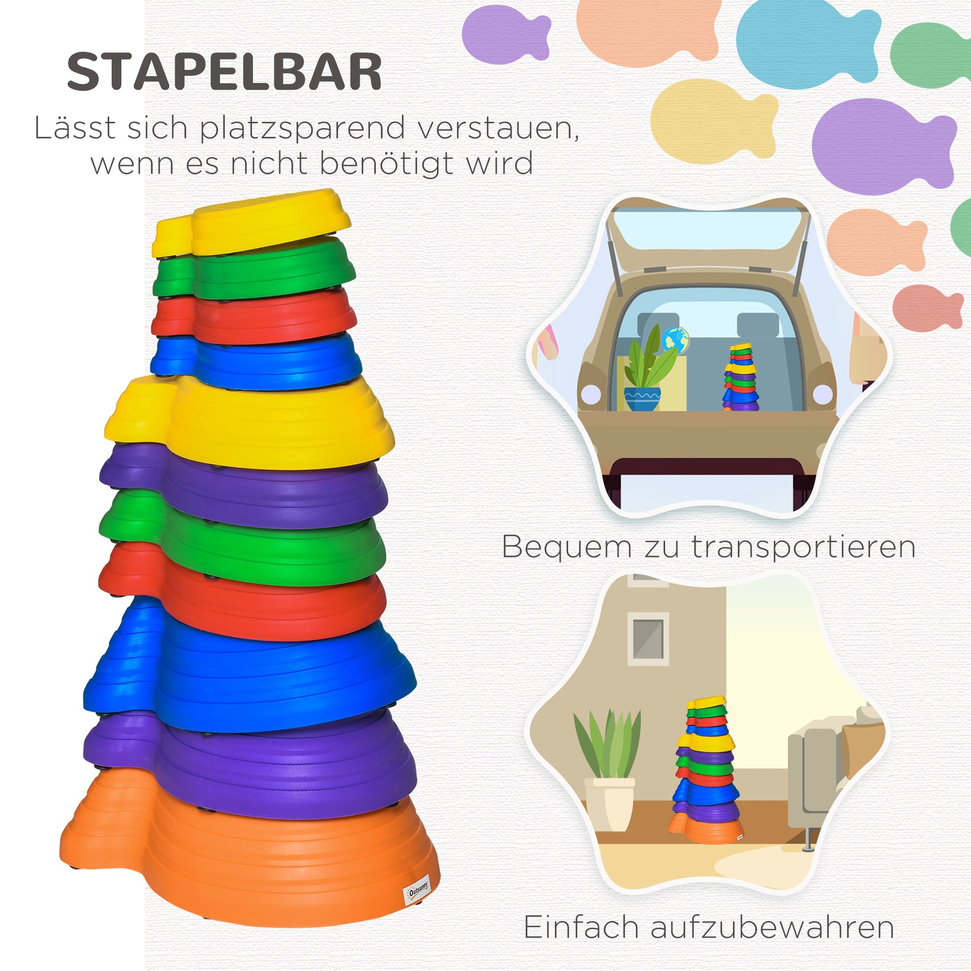 Balance Stones for Kids 11 Pieces Non-Slip Stackable Balance Rocks Stepping Stones to Promote Balance, Coordination, 3-8 Years, for Indoors Outdoors