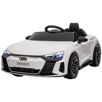 Kids Electric Car 12V Children's Car with 2.4 GHz Remote Control, 2 Motors, Kids Vehicle with 4 Sprung Wheels, Horn, Headlights, Music, Soft Start, Training Wheel, for 3-5 Years, White