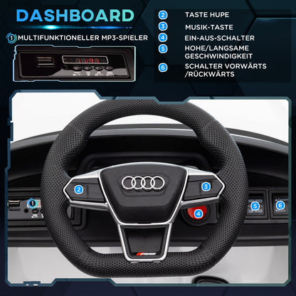 Kids Electric Car 12V Children's Car with 2.4 GHz Remote Control, 2 Motors, Kids Vehicle with 4 Sprung Wheels, Horn, Headlights, Music, Soft Start, Training Wheel, for 3-5 Years, White