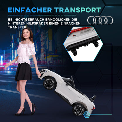 Kids Electric Car 12V Children's Car with 2.4 GHz Remote Control, 2 Motors, Kids Vehicle with 4 Sprung Wheels, Horn, Headlights, Music, Soft Start, Training Wheel, for 3-5 Years, White