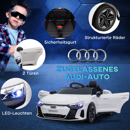 Kids Electric Car 12V Children's Car with 2.4 GHz Remote Control, 2 Motors, Kids Vehicle with 4 Sprung Wheels, Horn, Headlights, Music, Soft Start, Training Wheel, for 3-5 Years, White