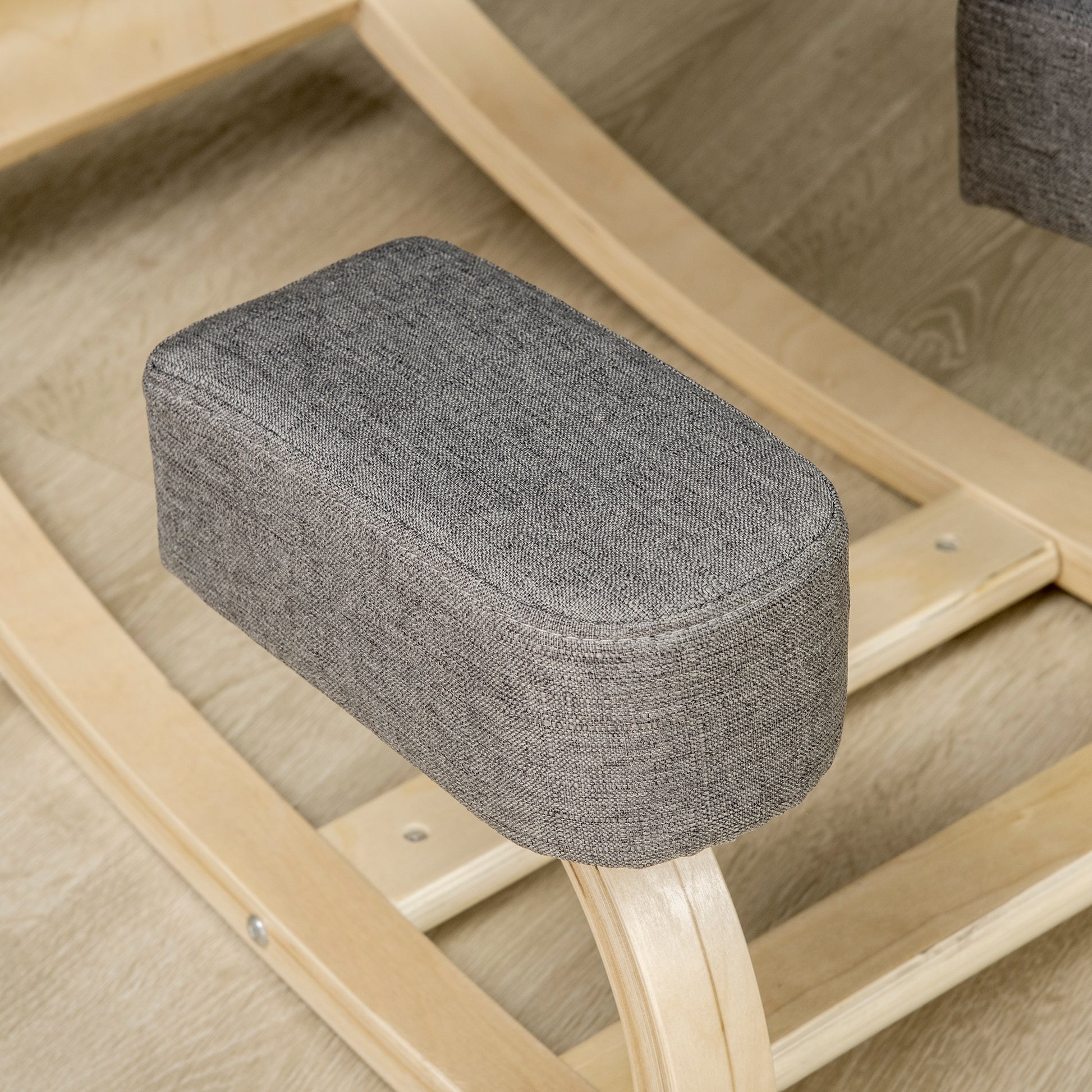 Ergonomic Kneeling Chair in Birch Wood, Posture Chair with Foam and Polyester Cushion for Home and Office, Gray
