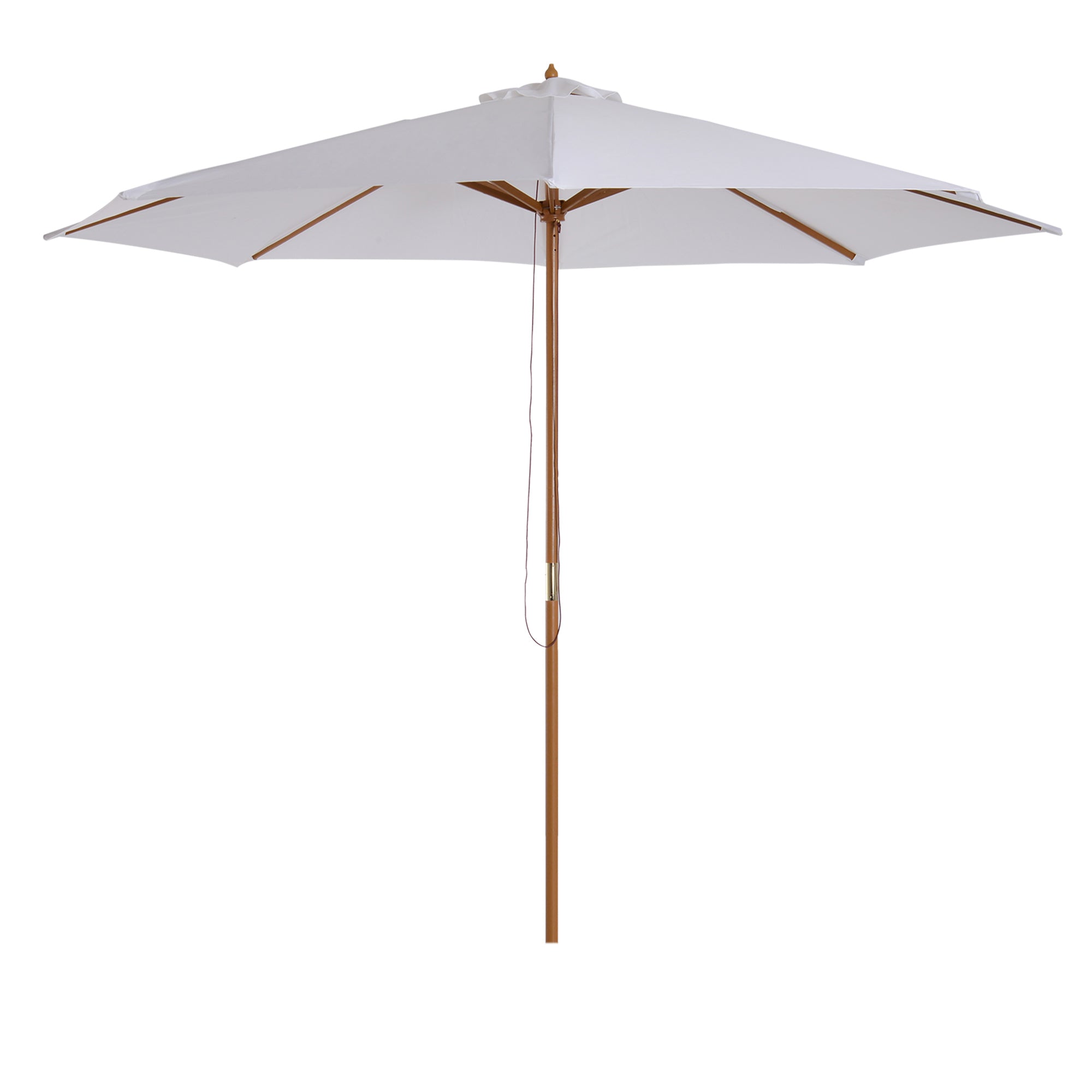 Sun Umbrella Ø 300 cm, Sun Protection Umbrella made of Wood, Stable Market Umbrella Sun Protection for Beach Terrace Garden, White