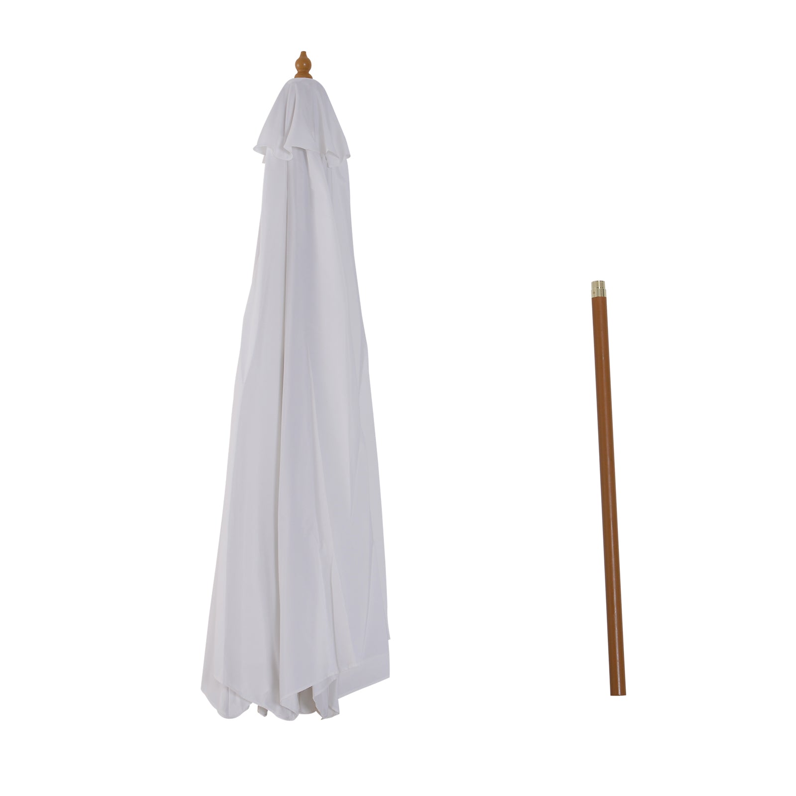 Sun Umbrella Ø 300 cm, Sun Protection Umbrella made of Wood, Stable Market Umbrella Sun Protection for Beach Terrace Garden, White