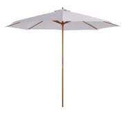 Sun Umbrella Ø 300 cm, Sun Protection Umbrella made of Wood, Stable Market Umbrella Sun Protection for Beach Terrace Garden, White