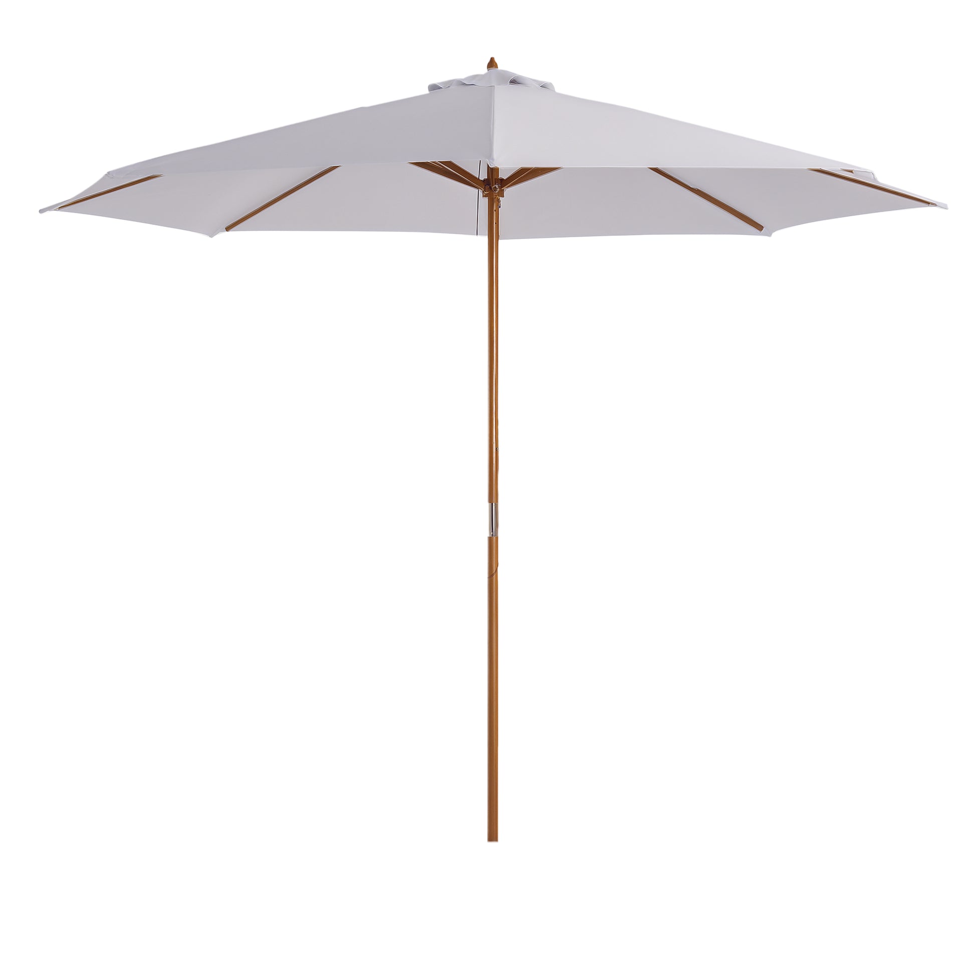 Sun Umbrella Ø 300 cm, Sun Protection Umbrella made of Wood, Stable Market Umbrella Sun Protection for Beach Terrace Garden, White