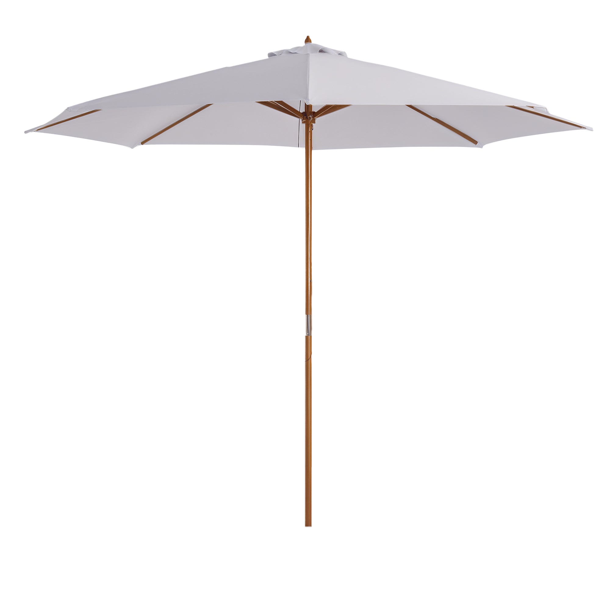 Sun Umbrella Ø 300 cm, Sun Protection Umbrella made of Wood, Stable Market Umbrella Sun Protection for Beach Terrace Garden, White