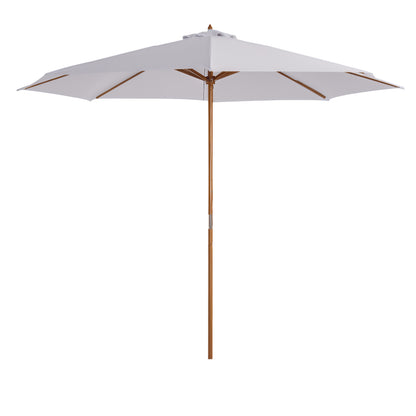 Sun Umbrella Ø 300 cm, Sun Protection Umbrella made of Wood, Stable Market Umbrella Sun Protection for Beach Terrace Garden, White