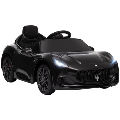 Licensed Maserati Gran Turismo Folgore Kids Electric Car, 12V Electric Vehicle with 2.4G Remote Control, LED Headlights, Music, Horn, MP3, Children's Car for 3-5 Years Old, Black