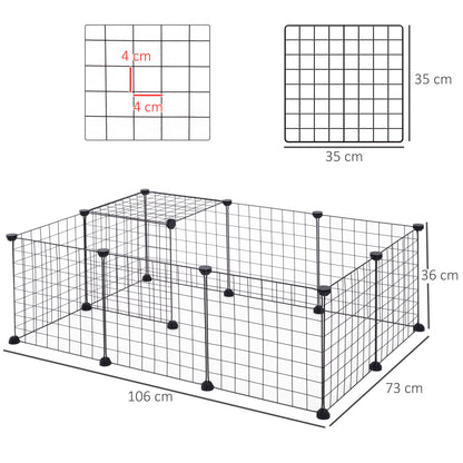 Grid Pen Playpen for Small Animals Playpen Small Animal Cage Metal Grid Flexible Adjustable Black 106 x 73 x 36 cm