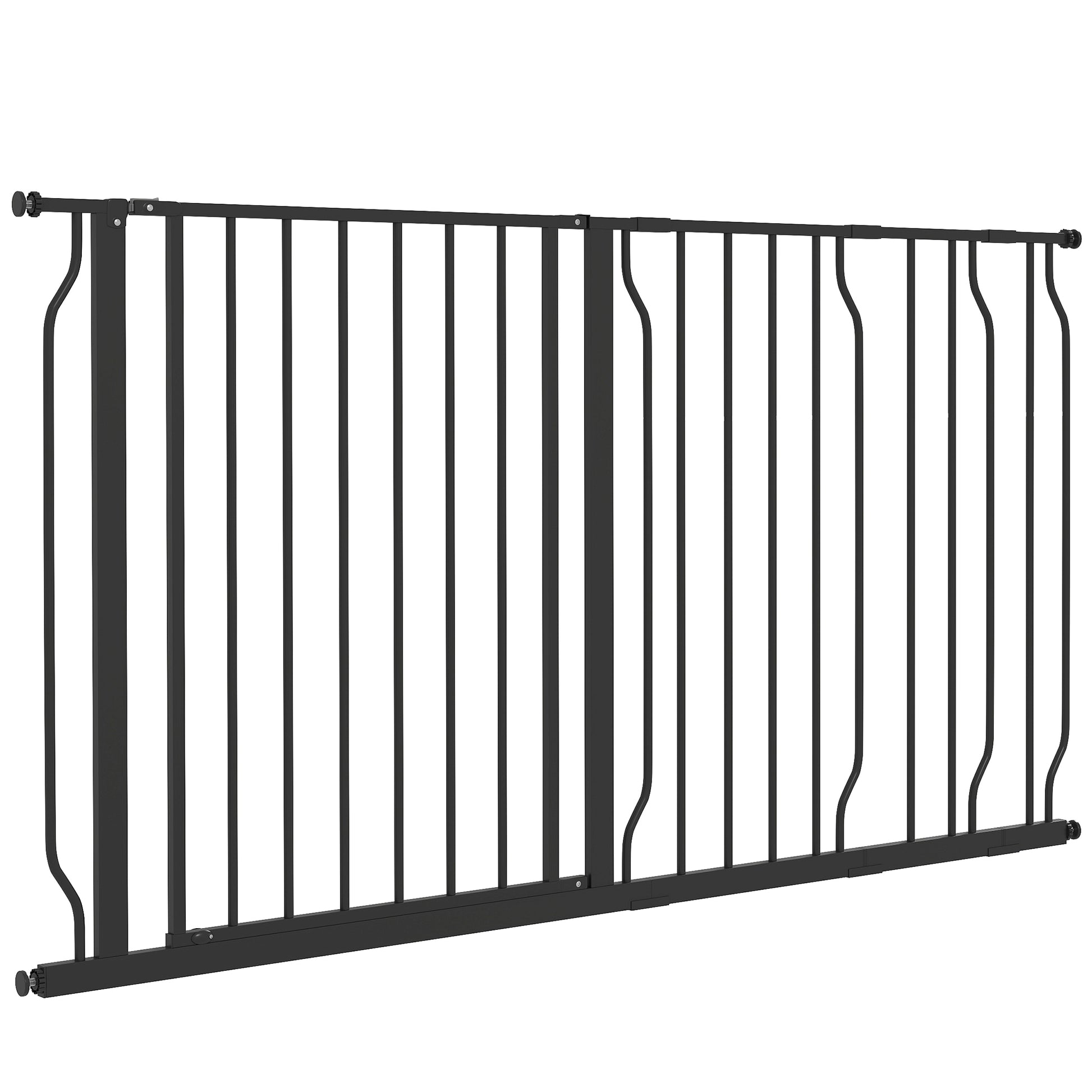 Door Guard Stair Gate with 10/20 cm Extension Door Gate without Drilling Stair Gate for Widths 75-145 cm Swiveling on Both Sides Steel Black