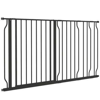 Door Guard Stair Gate with 10/20 cm Extension Door Gate without Drilling Stair Gate for Widths 75-145 cm Swiveling on Both Sides Steel Black