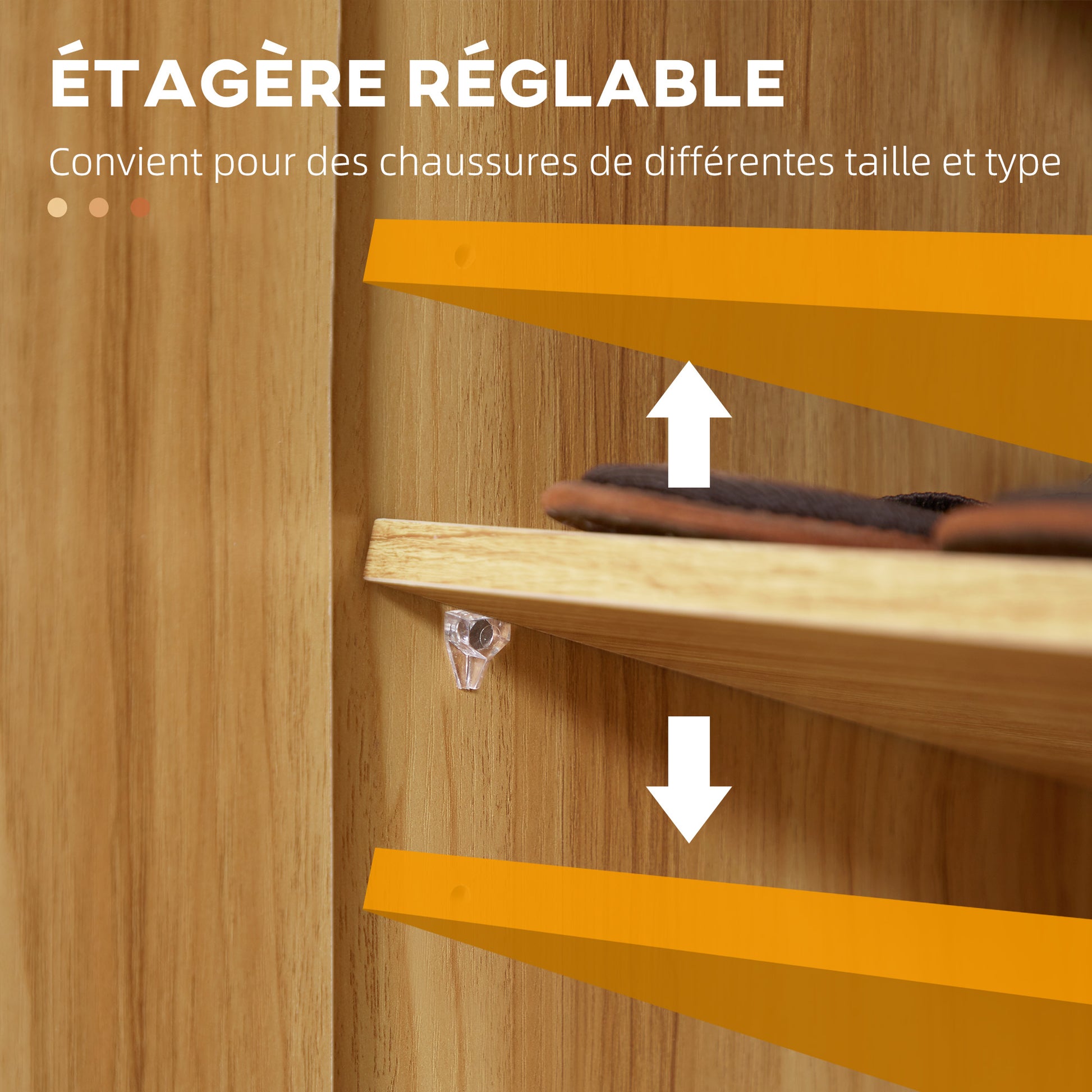 Shoe Storage Cabinet for Entryway - Shoe Cabinet with 4 Open Compartments and Double Door Closet - Adjustable Shelf - 83L x 30W x 90H cm - Brown