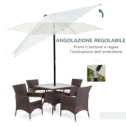 Garden Umbrella 2.6x2.5 m Anti-UV Protection 30+ with Tilt Head, Aluminum Pole and 6 Ribs, Cream White