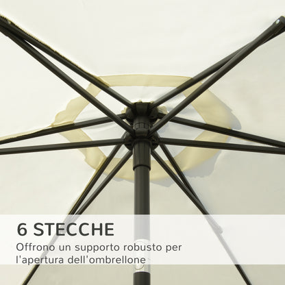 Garden Umbrella 2.6x2.5 m Anti-UV Protection 30+ with Tilt Head, Aluminum Pole and 6 Ribs, Cream White