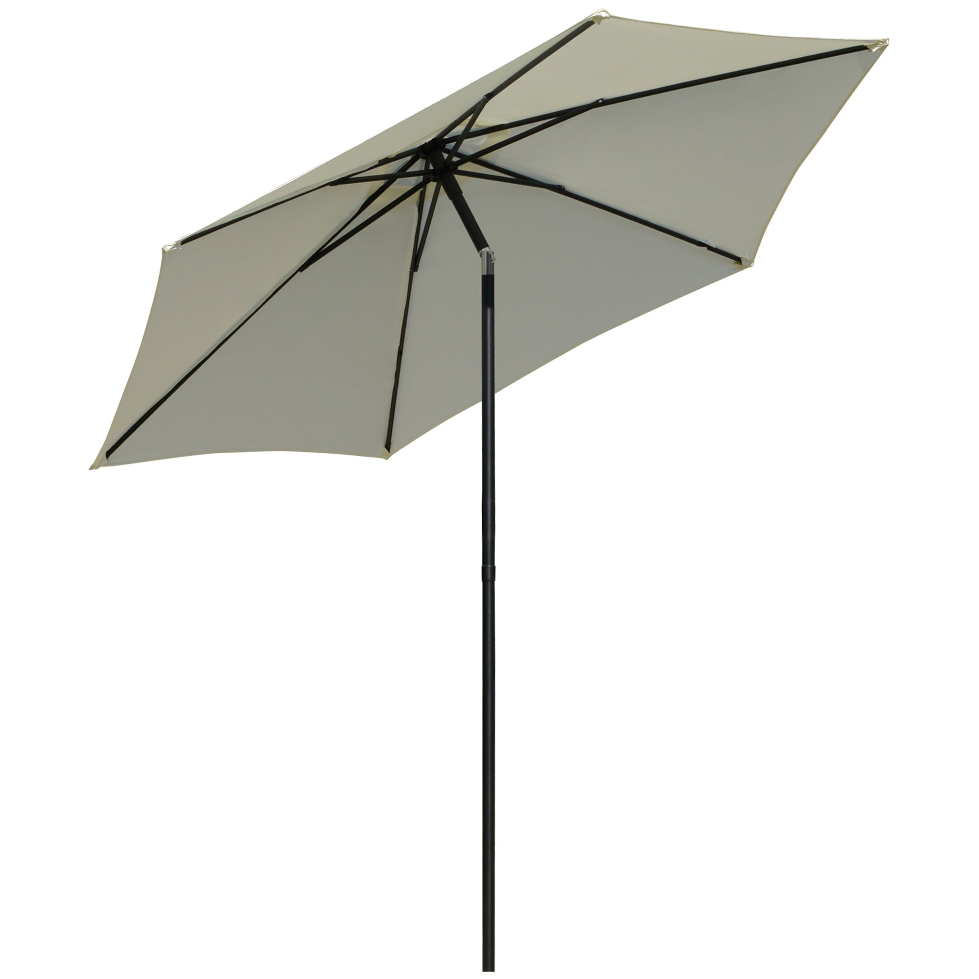 Garden Umbrella 2.6x2.5 m Anti-UV Protection 30+ with Tilt Head, Aluminum Pole and 6 Ribs, Cream White