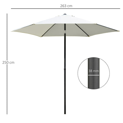 Garden Umbrella 2.6x2.5 m Anti-UV Protection 30+ with Tilt Head, Aluminum Pole and 6 Ribs, Cream White