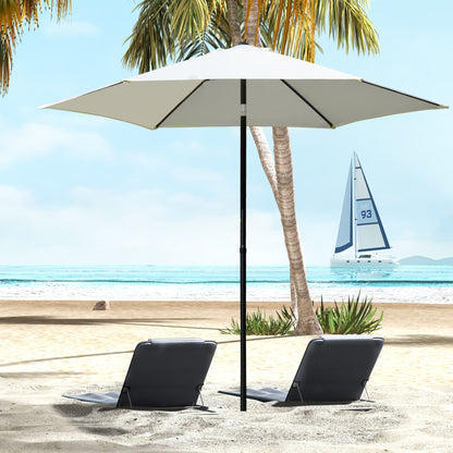 Garden Umbrella 2.6x2.5 m Anti-UV Protection 30+ with Tilt Head, Aluminum Pole and 6 Ribs, Cream White