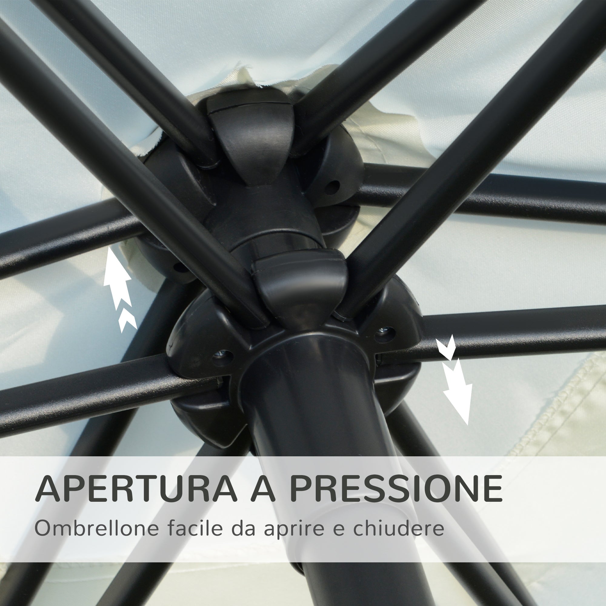 Garden Umbrella 2.6x2.5 m Anti-UV Protection 30+ with Tilt Head, Aluminum Pole and 6 Ribs, Cream White