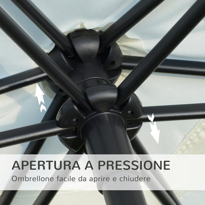 Garden Umbrella 2.6x2.5 m Anti-UV Protection 30+ with Tilt Head, Aluminum Pole and 6 Ribs, Cream White