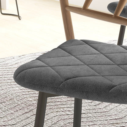 Set of 4 Modern Dining Chairs Upholstered in Velvet with Steel Legs for Living Room 45x54x87 cm Gray