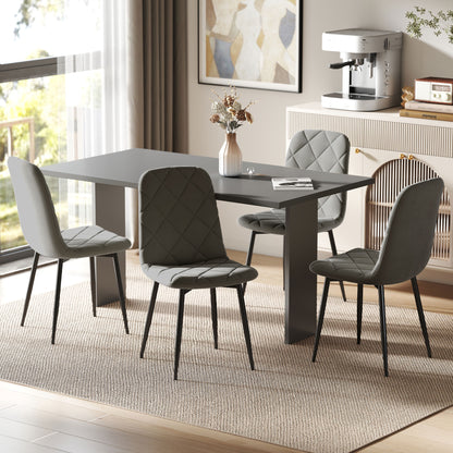 Set of 4 Modern Dining Chairs Upholstered in Velvet with Steel Legs for Living Room 45x54x87 cm Gray