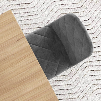 Set of 4 Modern Dining Chairs Upholstered in Velvet with Steel Legs for Living Room 45x54x87 cm Gray