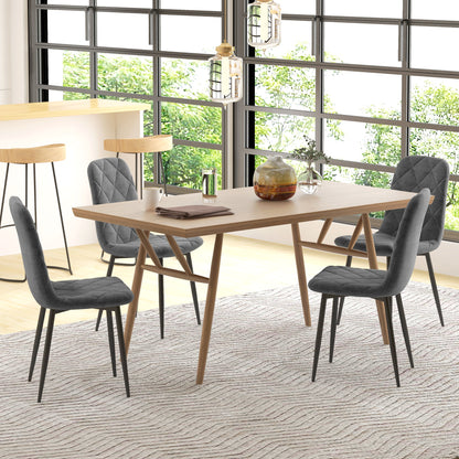 Set of 4 Modern Dining Chairs Upholstered in Velvet with Steel Legs for Living Room 45x54x87 cm Gray