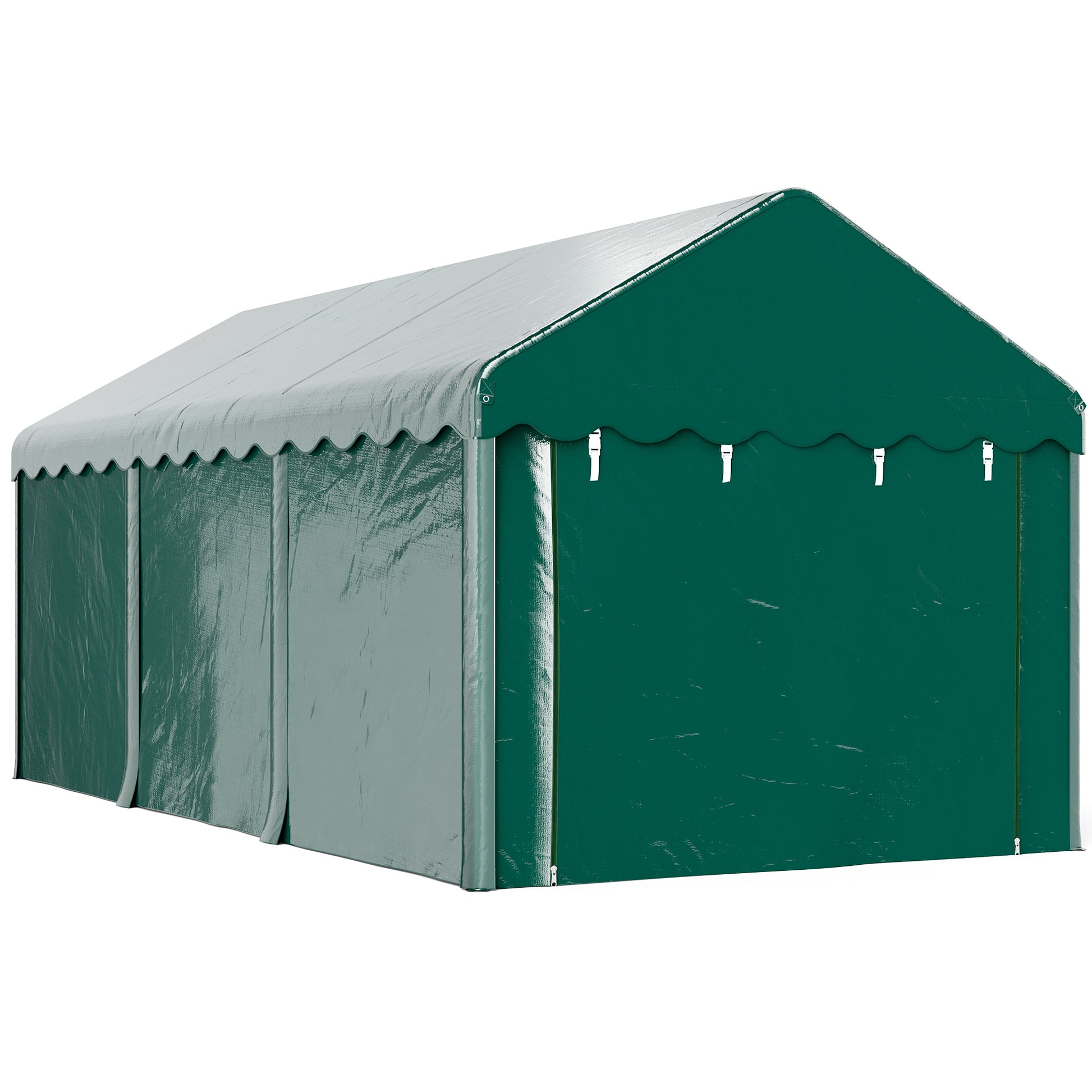 Carport Garage Tent 3 x 6m Outdoor Car Shelter Storage Tent with 2 Roll-Up Doors, 200g PE Fabric, UV Resistant and Waterproof Carport for Cars, Trucks, Boats, Green