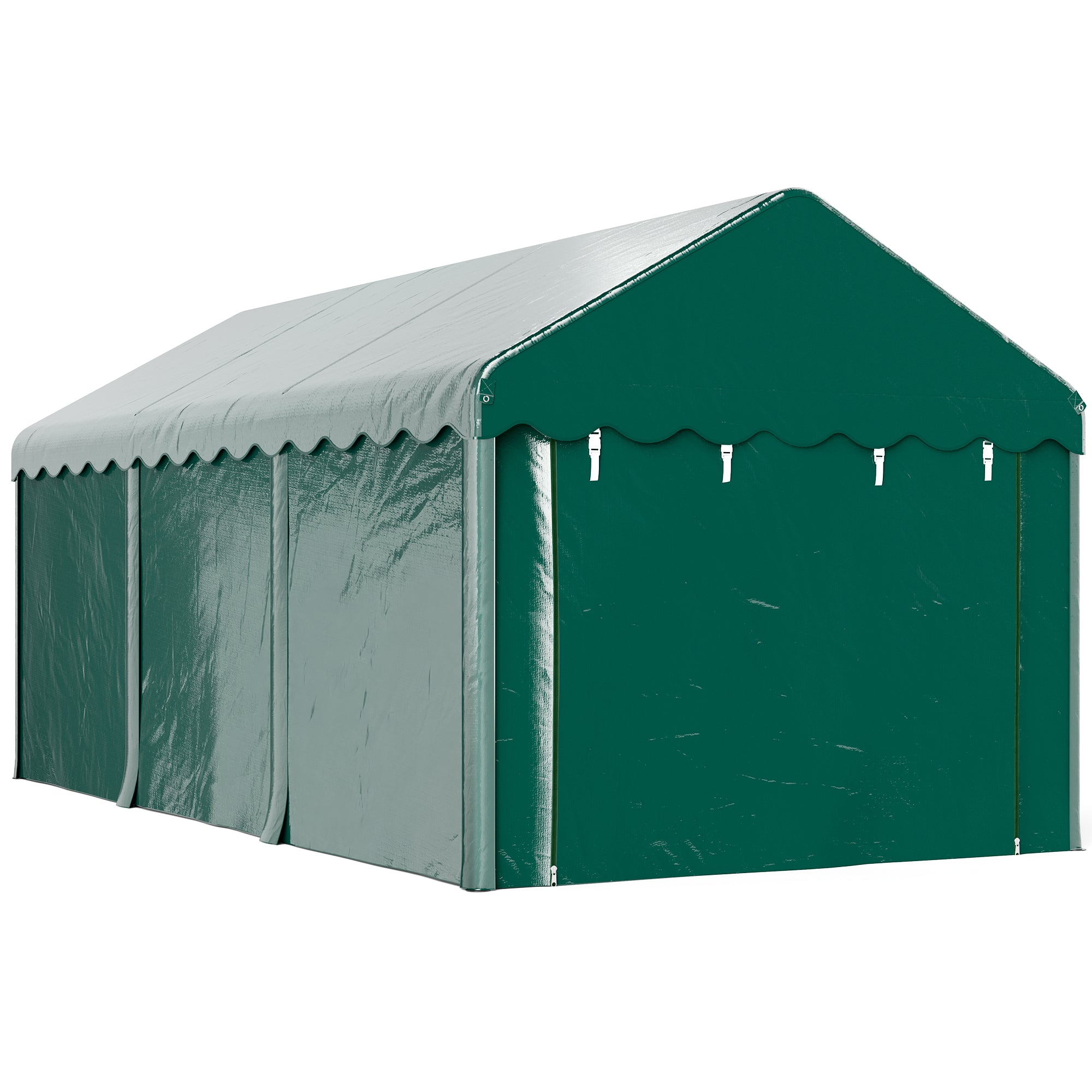Carport Garage Tent 3 x 6m Outdoor Car Shelter Storage Tent with 2 Roll-Up Doors, 200g PE Fabric, UV Resistant and Waterproof Carport for Cars, Trucks, Boats, Green
