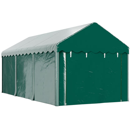 Carport Garage Tent 3 x 6m Outdoor Car Shelter Storage Tent with 2 Roll-Up Doors, 200g PE Fabric, UV Resistant and Waterproof Carport for Cars, Trucks, Boats, Green