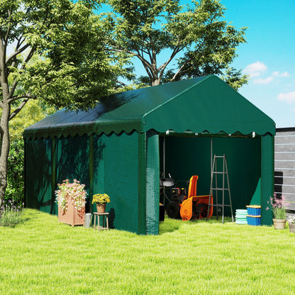 Carport Garage Tent 3 x 6m Outdoor Car Shelter Storage Tent with 2 Roll-Up Doors, 200g PE Fabric, UV Resistant and Waterproof Carport for Cars, Trucks, Boats, Green