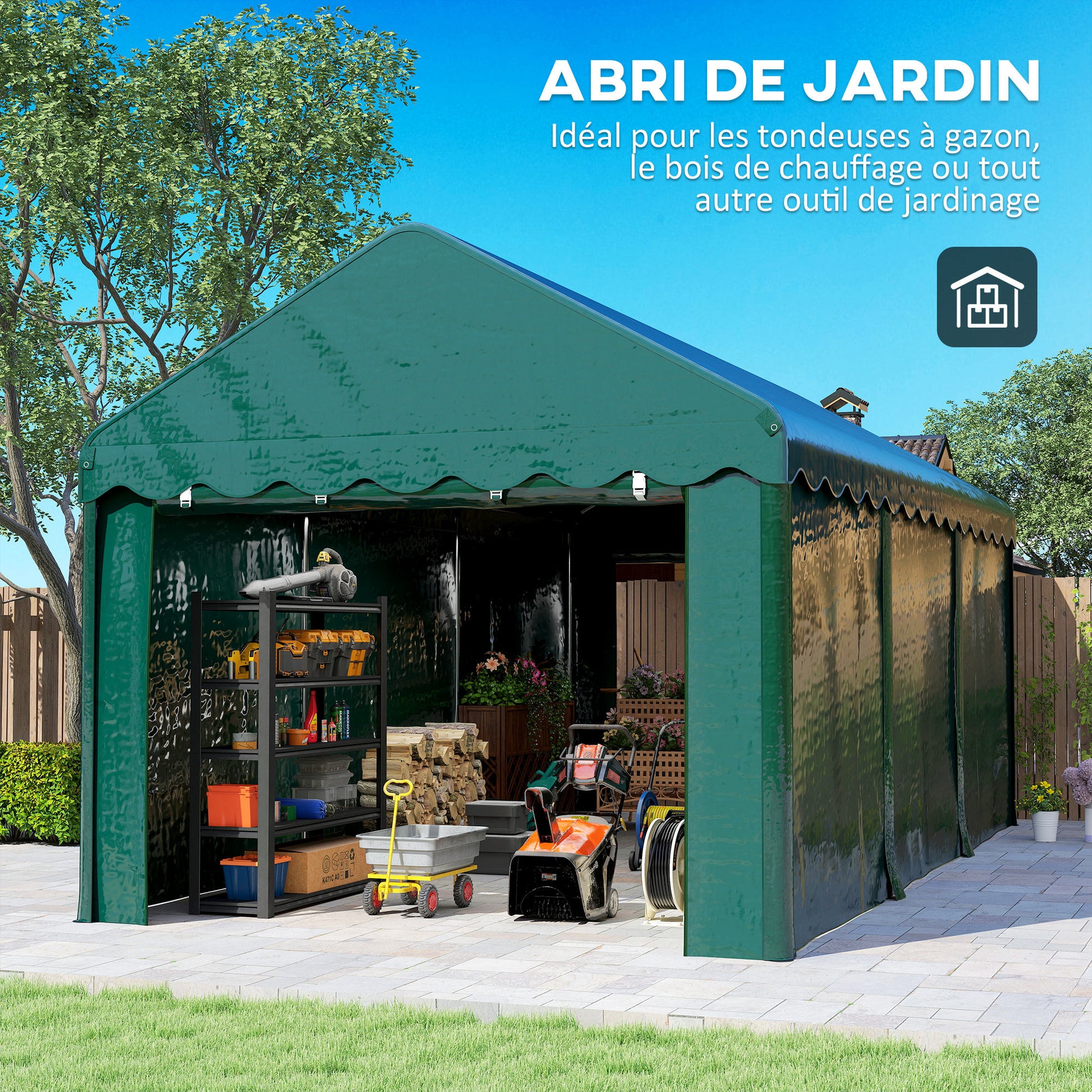 Carport Garage Tent 3 x 6m Outdoor Car Shelter Storage Tent with 2 Roll-Up Doors, 200g PE Fabric, UV Resistant and Waterproof Carport for Cars, Trucks, Boats, Green