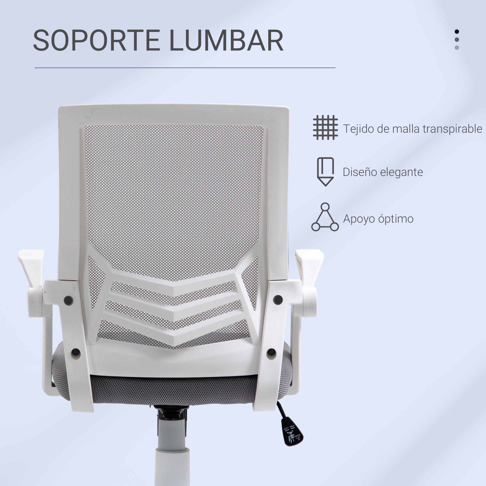 Ergonomic Office Chair Mesh Chair with Adjustable Height Foldable Armrests Breathable Lumbar Support for Teenagers Adults 62.5x55x94-104 cm Gray