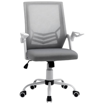 Ergonomic Office Chair Mesh Chair with Adjustable Height Foldable Armrests Breathable Lumbar Support for Teenagers Adults 62.5x55x94-104 cm Gray