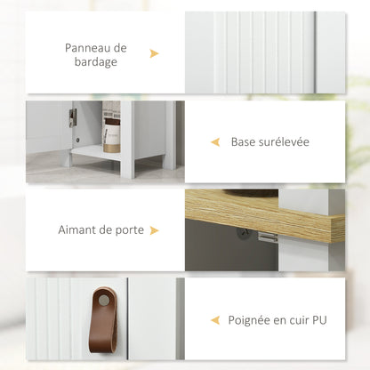 White Bathroom Column Cabinet High Toilet Cupboard with 3 Adjustable Shelves 34 x 23 x 165 cm