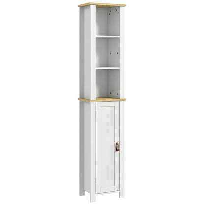 White Bathroom Column Cabinet High Toilet Cupboard with 3 Adjustable Shelves 34 x 23 x 165 cm