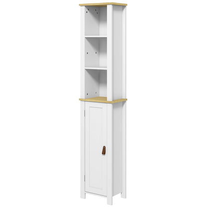White Bathroom Column Cabinet High Toilet Cupboard with 3 Adjustable Shelves 34 x 23 x 165 cm